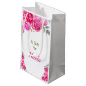 Hot Pink Floral Bridal Shower スモールペーパーバッグ (裏面アングル)
