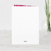 Hot Pink Floral Brunette Hair Girl Birthday サンキューカード (裏面)