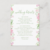 Hot Pink Floral Greenery Garden Wedding Details エンクロージャーカード (正面)