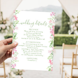 Hot Pink Floral Greenery Garden Wedding Details エンクロージャーカード