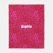Hot Pink Floral Name Fleece Blanket Girls Birthday フリースブランケット (正面)
