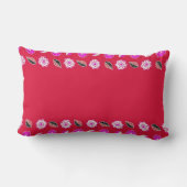 Hot Pink Floral Pattern Personalized Monogram ランバークッション (裏面)