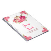 Hot Pink Floral Pumpkins Baby Shower Guest Book ノートブック (右側)