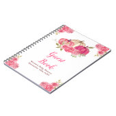 Hot Pink Floral Pumpkins Baby Shower Guest Book ノートブック (左側)