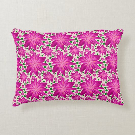 Hot Pink Floral Seamless Pattern  アクセントクッション (正面)