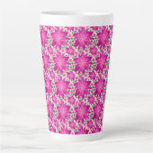 Hot Pink Floral Seamless Pattern  カフェラテマグ (正面)
