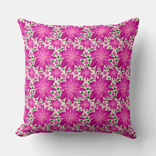 Hot Pink Floral Seamless Pattern  クッション (正面)
