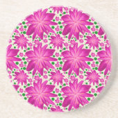 Hot Pink Floral Seamless Pattern コースター (正面)