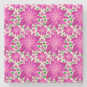 Hot Pink Floral Seamless Pattern ストーンコースター (正面)