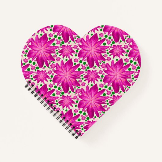 Hot Pink Floral Seamless Pattern ノートブック (正面)