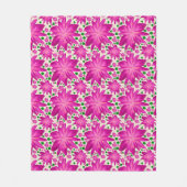 Hot Pink Floral Seamless Pattern  フリースブランケット (正面)
