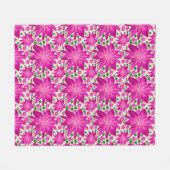 Hot Pink Floral Seamless Pattern  フリースブランケット (正面(横))