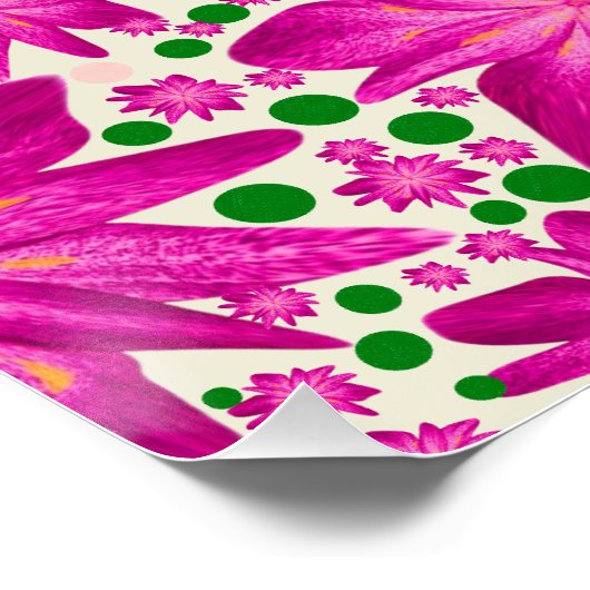 Hot Pink Floral Seamless Pattern ポスター (コーナー)