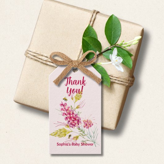 Hot Pink Florals And Bumble Bee A Sweet Little Bee ギフトタグ