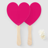 Hot Pink fuchsia heart hand fans ハンドファン (正面&裏面)