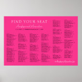 Hot Pink Fuchsia Wedding Alphabetical Seating ポスター (正面)