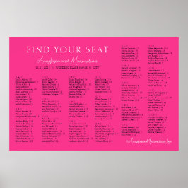 Hot Pink Fuchsia Wedding Alphabetical Seating ポスター