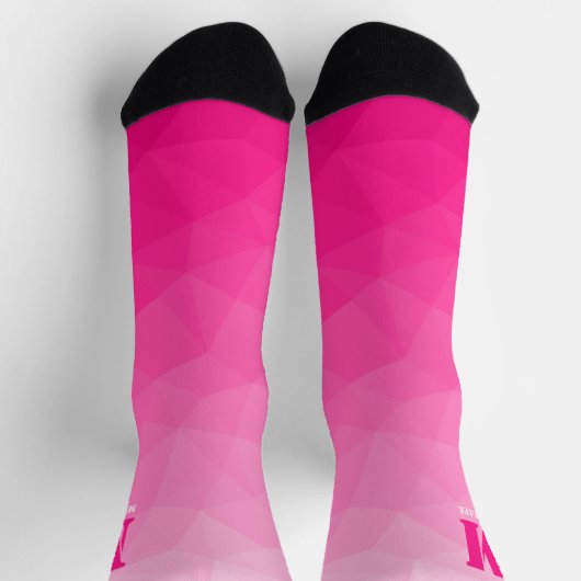 Hot pink geometric mesh pattern Monogram ソックス (上部)