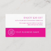 Hot Pink Gift Coupon For Spa Beauty Salon 割引カード (裏面)
