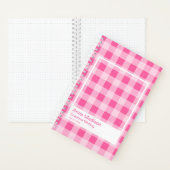 Hot Pink Gingham Plaid Transparent Frame Notebook ノートブック (内側)
