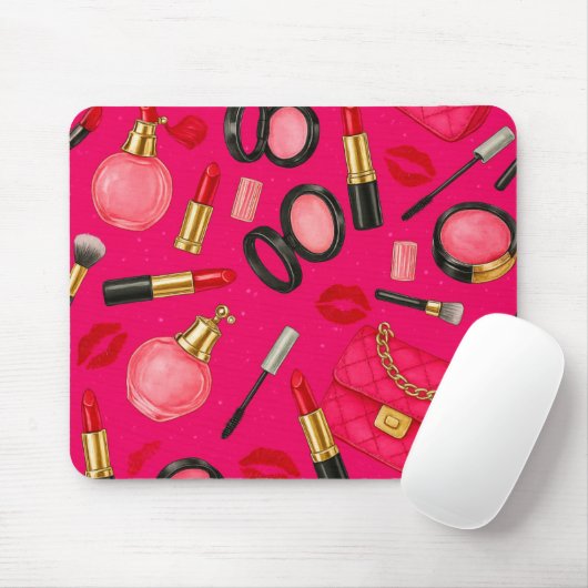 Hot Pink Glam Makeup Mouse Pad マウスパッド (マウス)