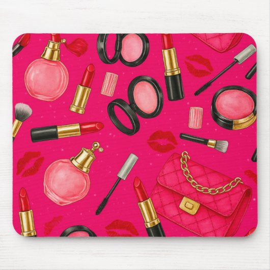 Hot Pink Glam Makeup Mouse Pad マウスパッド (正面)