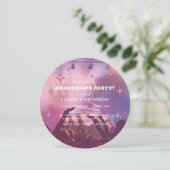 Hot Pink Glitter Disco Ball Party Graduation 招待状 (スタンド正面)