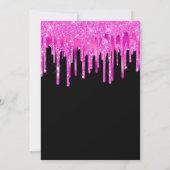 Hot Pink Glitter Foil Drips Black 18th Birthday 招待状 (裏面)