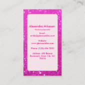 Hot Pink Glitter Glam Branding 名刺 (裏面)
