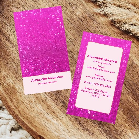 Hot Pink Glitter Glam Branding 名刺