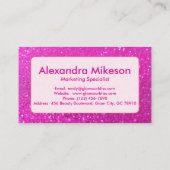 Hot Pink Glitter Modern Branding 名刺 (裏面)
