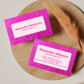 Hot Pink Glitter Modern Branding 名刺