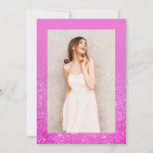 Hot Pink glitter ombre script  photo Sweet 16 招待状 (裏面)