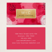 Hot Pink Gold Abstract Business Cards (正面&裏面)