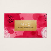 Hot Pink Gold Abstract Business Cards (正面)