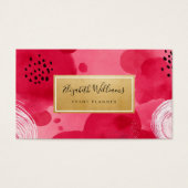 Hot Pink Gold Abstract Business Cards (正面)