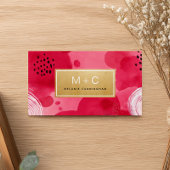 Hot Pink Gold Abstract Business Cards