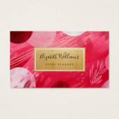 Hot Pink Gold Abstract Business Cards (正面)