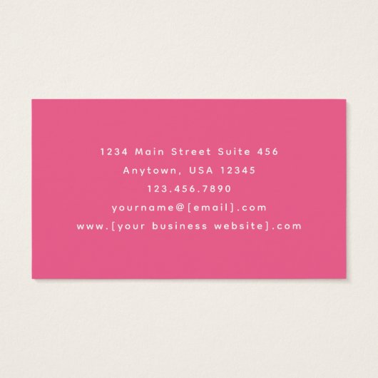 Hot Pink Gold Abstract Monogram Business Cards (裏面)