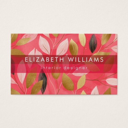 Hot Pink Gold Coral Boho Modern Botanical (正面)