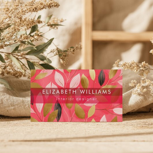 Hot Pink Gold Coral Boho Modern Botanical