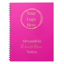 Hot Pink Gold Custom Logo Business Notes ノートブック