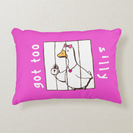 Hot Pink Got too Silly Funny Goose アクセントクッション