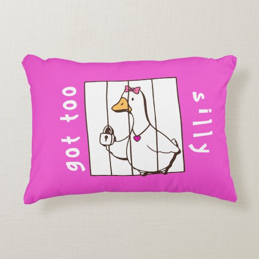 Hot Pink Got too Silly Funny Goose アクセントクッション (正面)