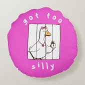 Hot Pink Got too Silly Funny Goose ラウンドクッション (裏面)