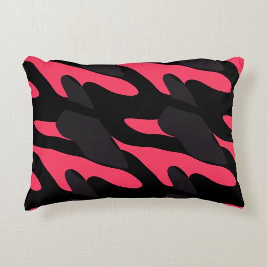 Hot pink, gray and black Camo abstract アクセントクッション (正面)