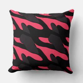 Hot pink, gray and black Camo abstract クッション