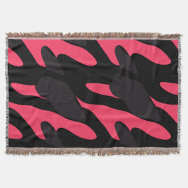 Hot pink, gray and black Camo abstract スローブランケット