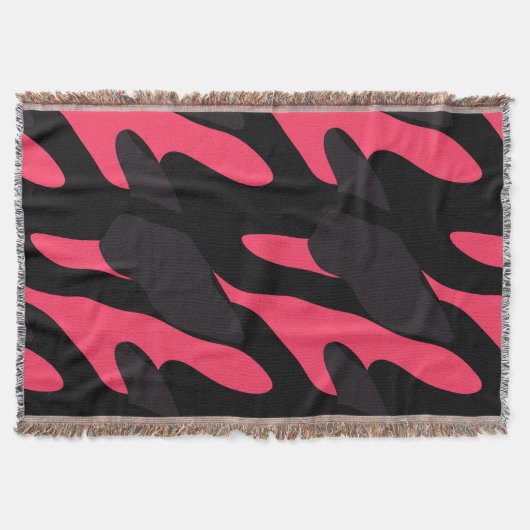Hot pink, gray and black Camo abstract スローブランケット (正面)