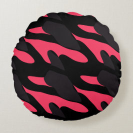 Hot pink, gray and black Camo abstract ラウンドクッション